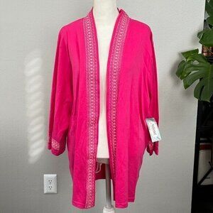NWT UltraSofts Pink Embroidered Cardigan